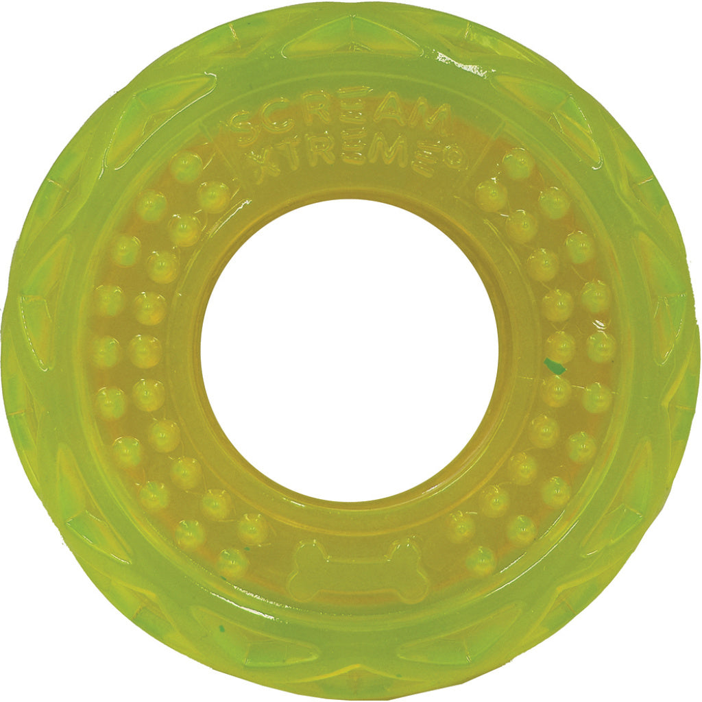 Scream Xtreme Treat Tyre Dog Toy - Loud Green-Dog Toys-Scream-