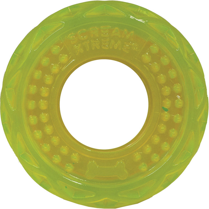 Scream Xtreme Treat Tyre Dog Toy - Loud Green-Dog Toys-Scream-