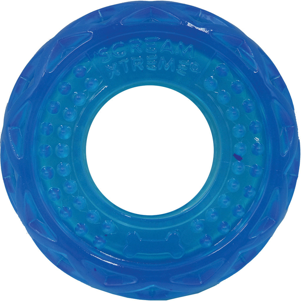 Scream Xtreme Treat Tyre Dog Toy - Loud Blue-Dog Toys-Scream-