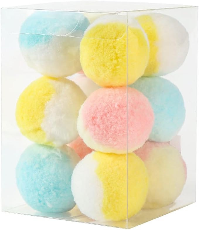 Cat Joy Colorful Pom Pom Soft Balls 4.5cm Cat Toy Ball 12Pc-Cat Toys-Muddy Paw Shop-