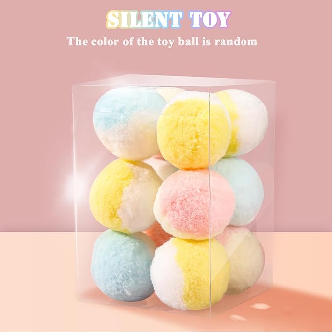 Cat Joy Colorful Pom Pom Soft Balls 4.5cm Cat Toy Ball 12Pc-Cat Toys-Muddy Paw Shop-