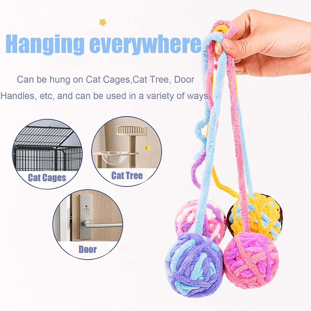 Cat Joy Cat Toys Wool Ball with Bell and String 4pc-Cat Toys-Muddy Paw Shop-