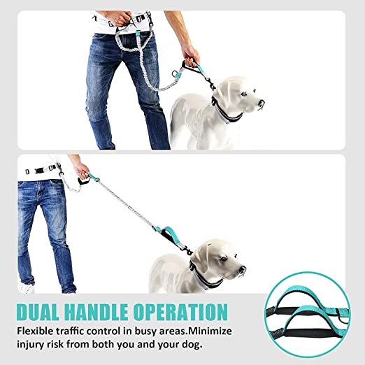Dog Running Leash with Bungee Waist Belt, Retractable, Dual handle-Dog Lead-Muddy Paw Shop-
