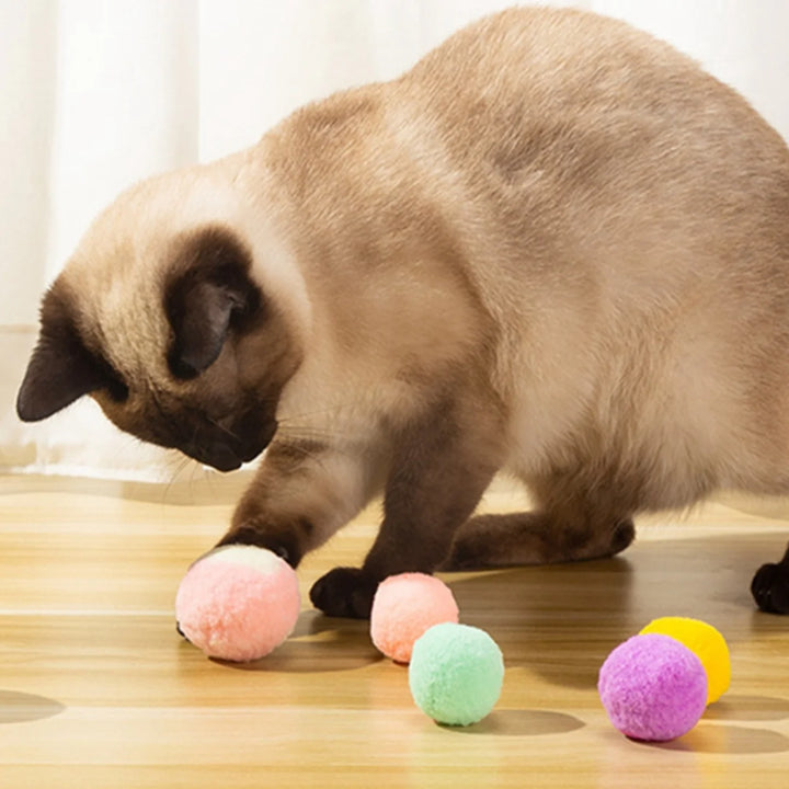Cat Joy Colorful Pom Pom Soft Balls 4.5cm Cat Toy Ball 12Pc-Cat Toys-Muddy Paw Shop-