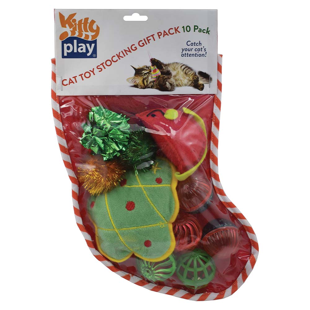 Kitty Play Christmas Cat Toy Stocking 10 piece-Cat Toys-Kitty Play-