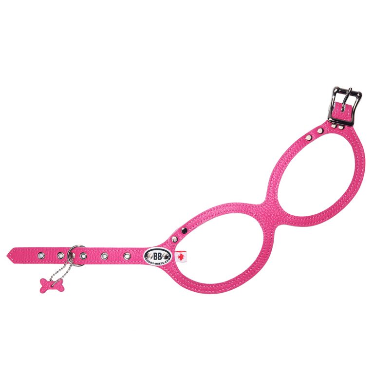 Buddy Belts (BB) Leather Harness – Luxury – Hot Pink-Pet Collars & Harnesses-Buddy Belts-