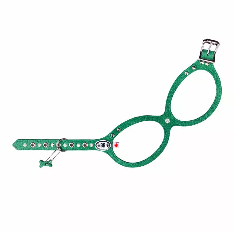 Buddy Belts (BB) Leather Harness – Luxury – Emerald-Pet Collars & Harnesses-Buddy Belts-